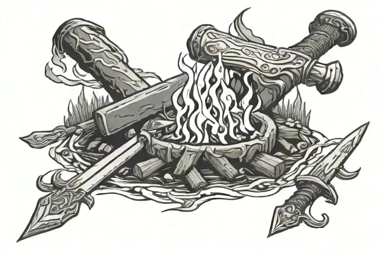 Campfire With Sword In It