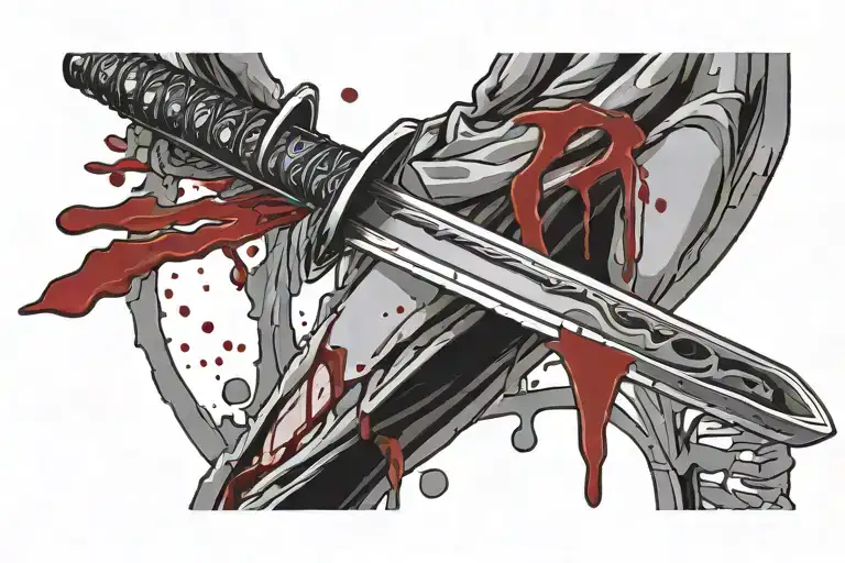 Katana Blade With Blood Dripping