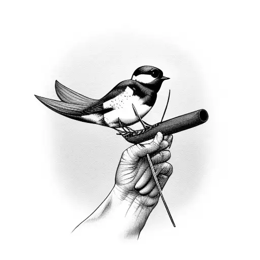 A Swallow Bird Holding A Drumstick