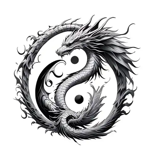 Dragon Phoenix Yin Yang Design
