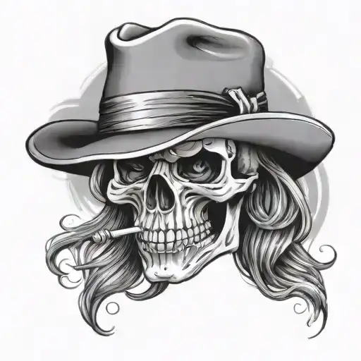 Skull Wearing Fedora Hat Gipsy