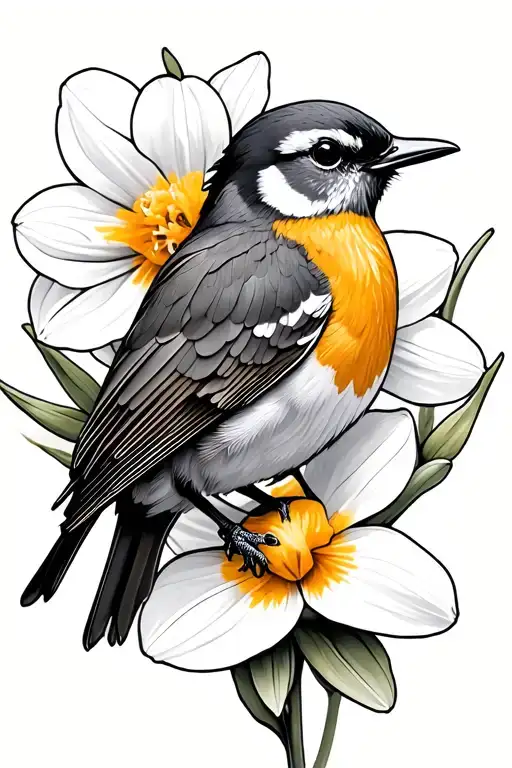 Robin Ontop A Daffodil