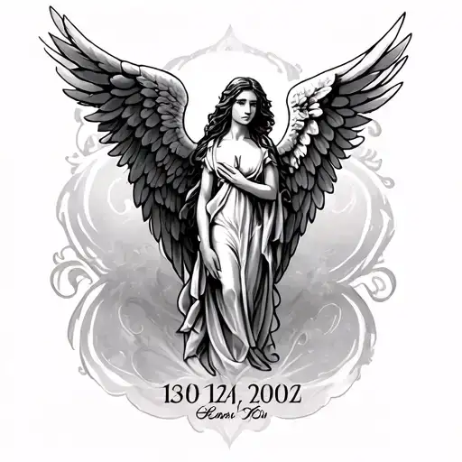 Angel Wings With A Date Underneath