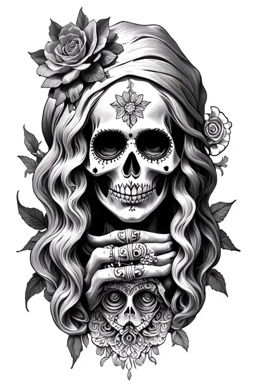 Complex Well Detailed Realism Style Santa Muerte