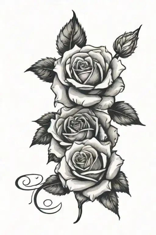 Roma Numeral Date And Small Rose Around It