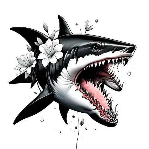 Shark With Flower Lys Flowers