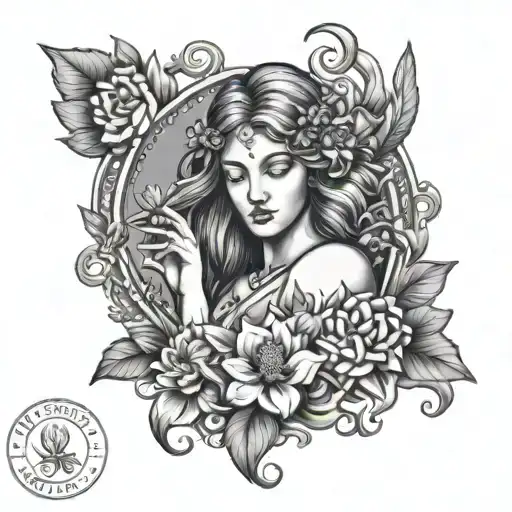 Virgo Goddess Holding Flowers