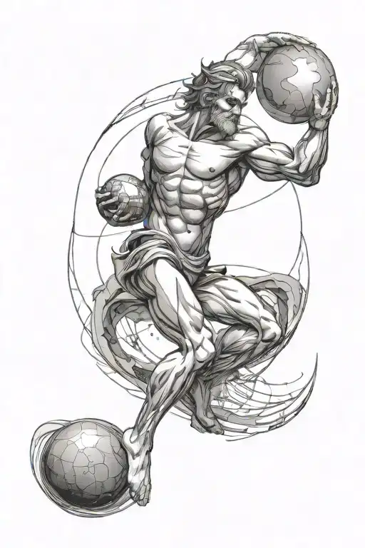 Design A Tattoo Of Atlas Holding A Black Hole Above His Shoulders