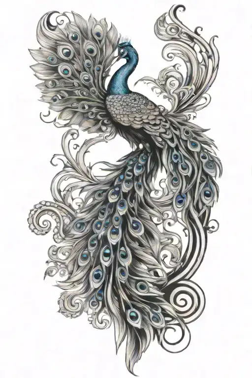 Flute Surrounded By A Peacock