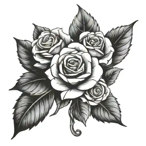 Rose Intertwined With Paper Leaves Growing