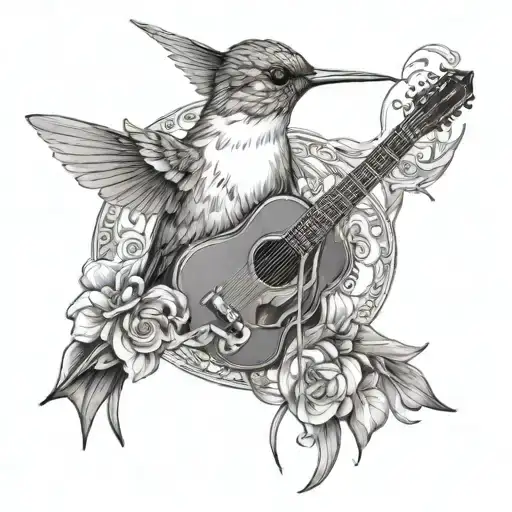 Hummingbird Guitar Intertwined