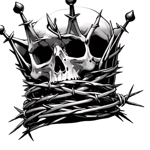 Crown Barbed Wire Wrapped Skull Wearing