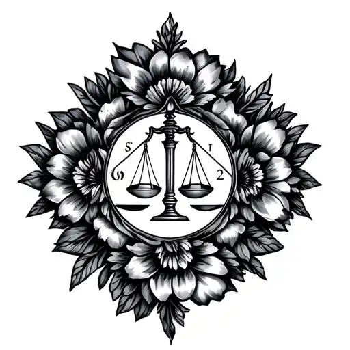 Libra Astrology Sign Intricate Floral Patterns