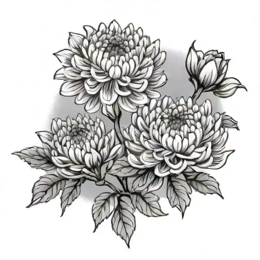 Chrysanthemum With Lake And Trees Background Looking