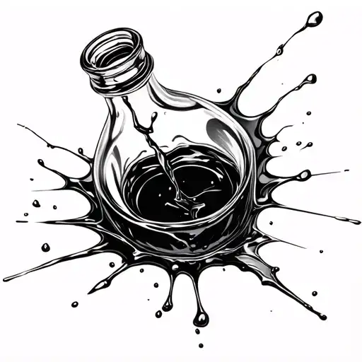 A Broken Glass Bottle Spills A Dark Liquid That Is