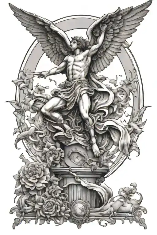 Icarus Statue Flying In The Cosmos