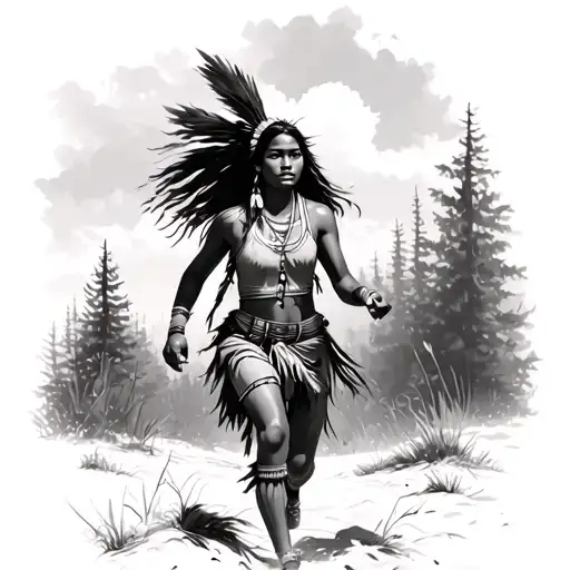 Native Girl Running Towards A Her Grandfather Who Died