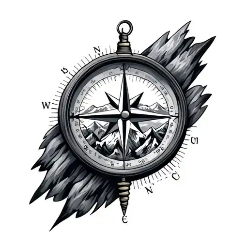 Compass With Mountains