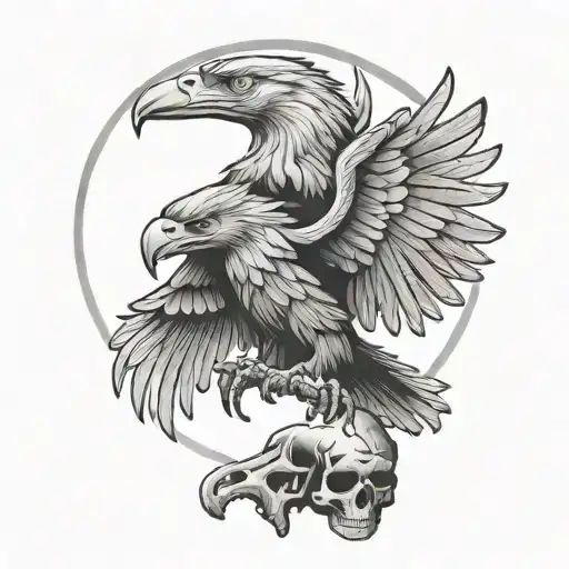 Mexican Eagle Perched On Skull Of Conquistador