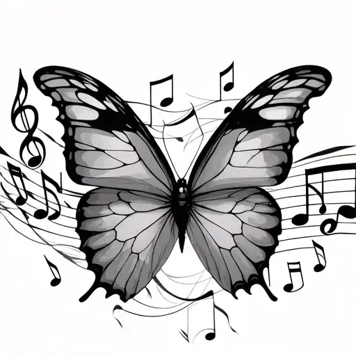 Butterflies With Music Notes Flowing
