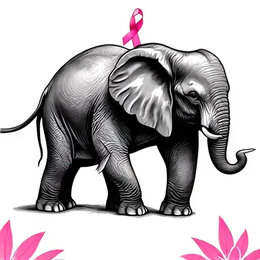 Baby Elephants Trunk Turning Into A Breast Cancer Symbol