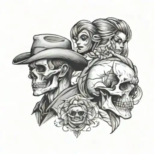 Skull Dad Mom Daughter