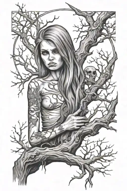 Girl And Dead Tree