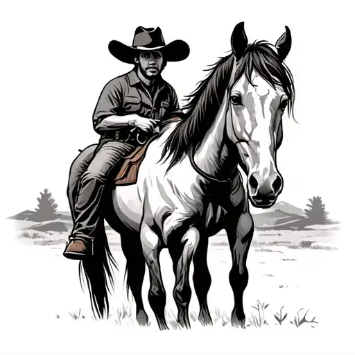 Cowboy And Horse