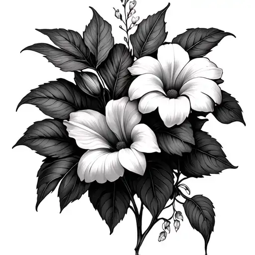 Peace Lily And Daisy And Morning Glory Vine