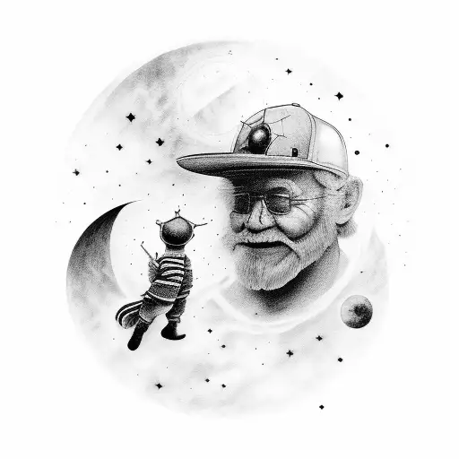 Father And Child Looking At Orion Constellation