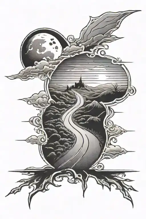 Bumps On A Road Leading To Sunset Sky