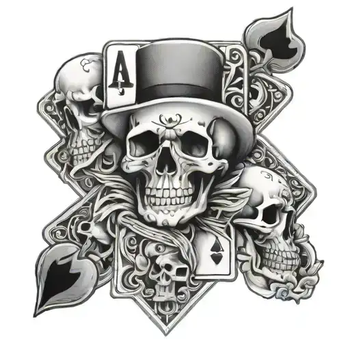 Four Aces Skull Western Skull