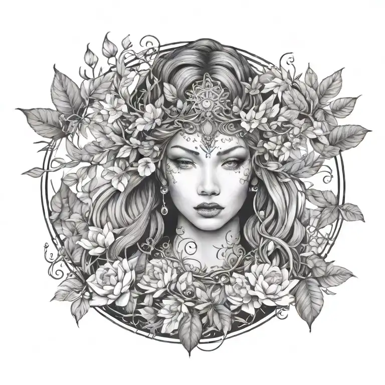 Nature Goddess Surrounded Realism Style