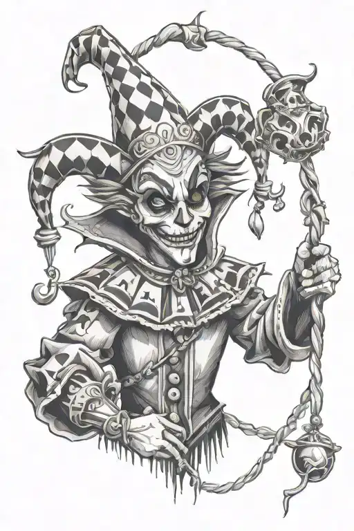 Creepy Jester With A Puppet On Strings