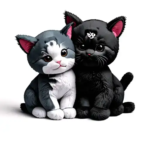 Ying Yang Of Two Beanie Baby Cats Playing
