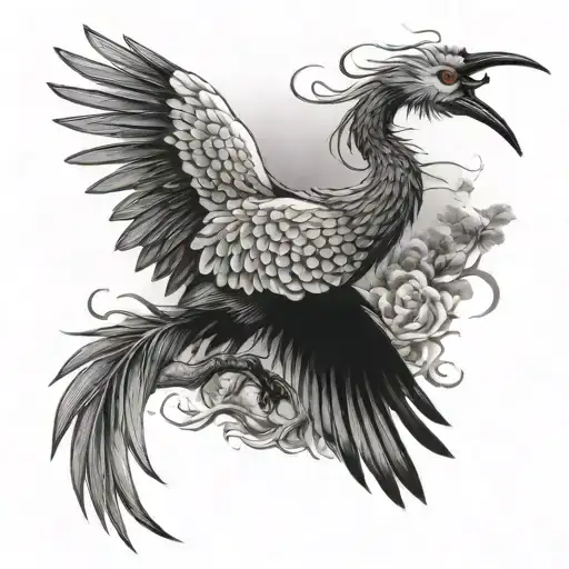 Crane Serpent Foret Japan Warrior