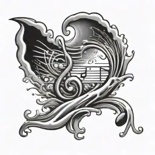 Music Note Waves Crashing