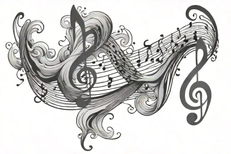 Music Note Waves Crashing