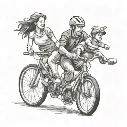 Mother And Son Riding Bicycle