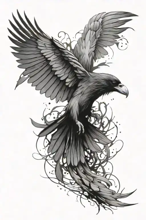 Bloody Raven Losing Feathers Mid Flight