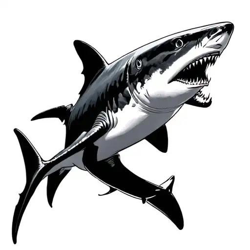 Shark Swimming With Shawdow