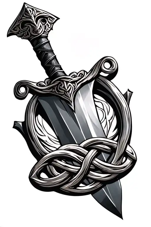 Irish Dagger With A Celtic Solomons Knot As The Guard