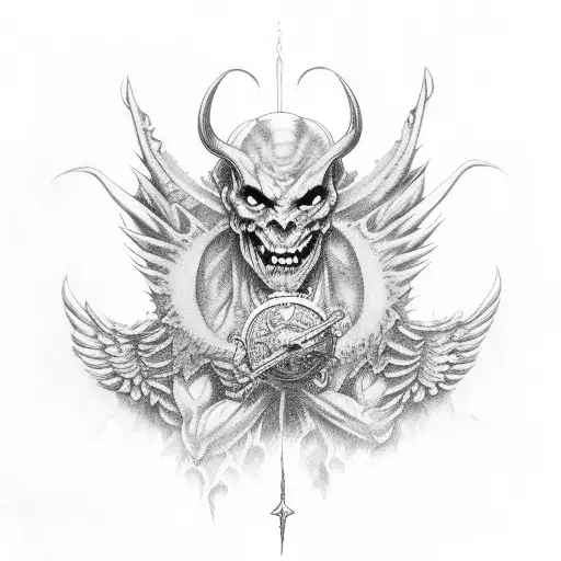 Demon With Wings And Pentagramm In His Hands
