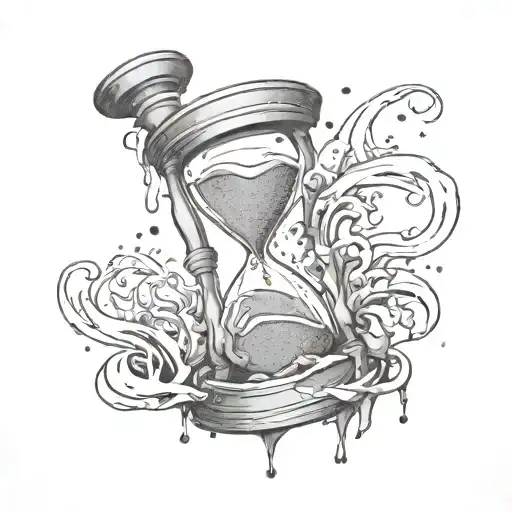 An Hourglass Cracked Pouring Sand On The Gun That Drips Blood