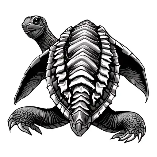 Fine Line Turtle Spine Tattoo Design