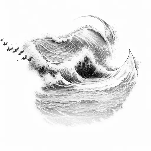 A Powerful Wave Crashing Against A Gaming Console