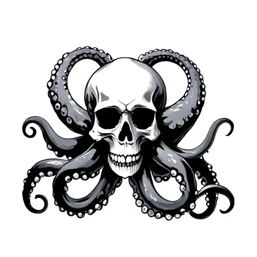 Octopus Holding Skull