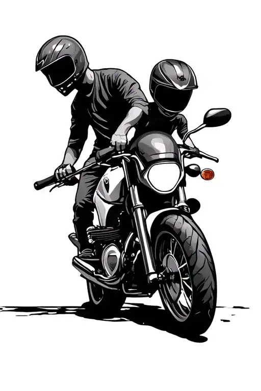 Father And Son Motorbike Silhouette