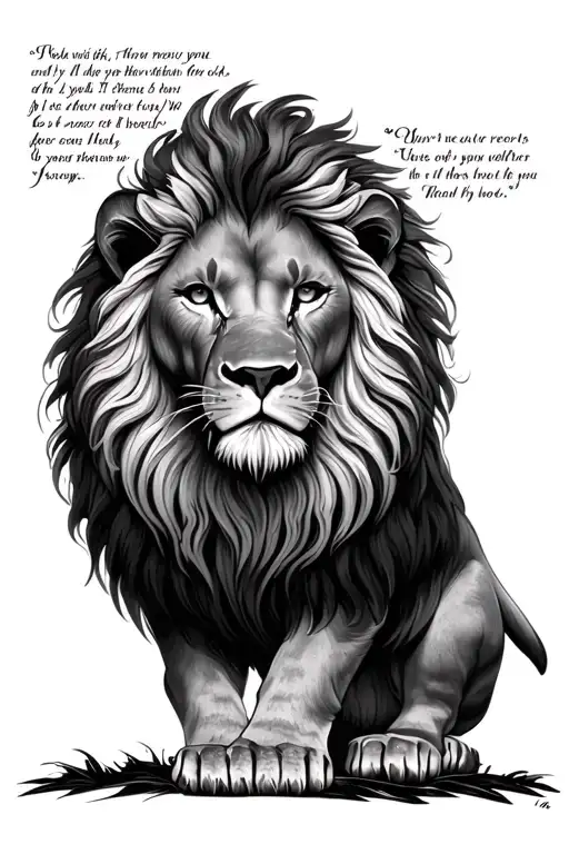 Lion And Bible Verse Written