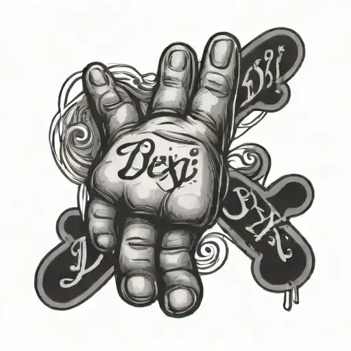 A Hand And Paw Connected By The Word 'Dexi' In Cursive